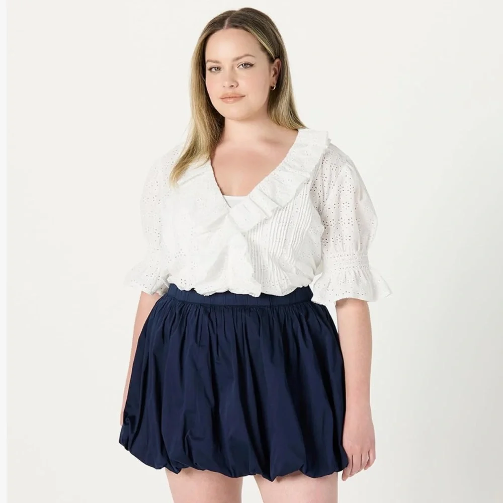 🆕 The Drop ‘Lenai’ 100% Cotton Pintuck Eyelet Blouse in Ivory XL - Picture 6 of 9
